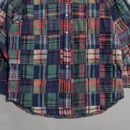 RALPH LAUREN INDIA MADRAS PATCHWORK B.D. SHIRT (LARGE/GOOD CONDITION)