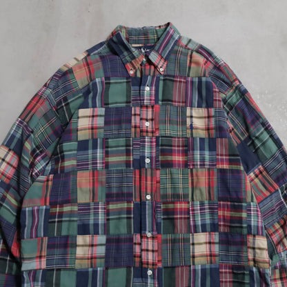 RALPH LAUREN INDIA MADRAS PATCHWORK B.D. SHIRT (LARGE/GOOD CONDITION)
