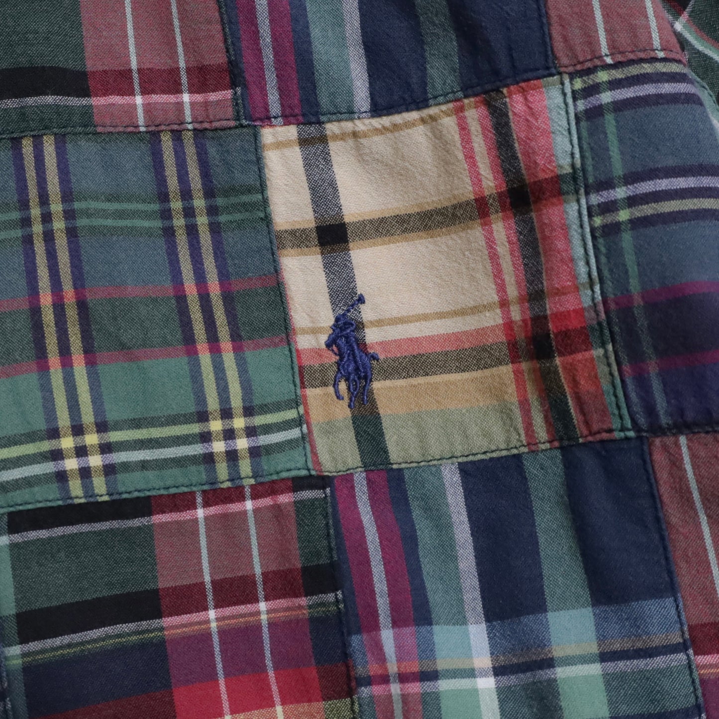 RALPH LAUREN INDIA MADRAS PATCHWORK B.D. SHIRT (LARGE/GOOD CONDITION)