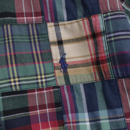 RALPH LAUREN INDIA MADRAS PATCHWORK B.D. SHIRT (LARGE/GOOD CONDITION)