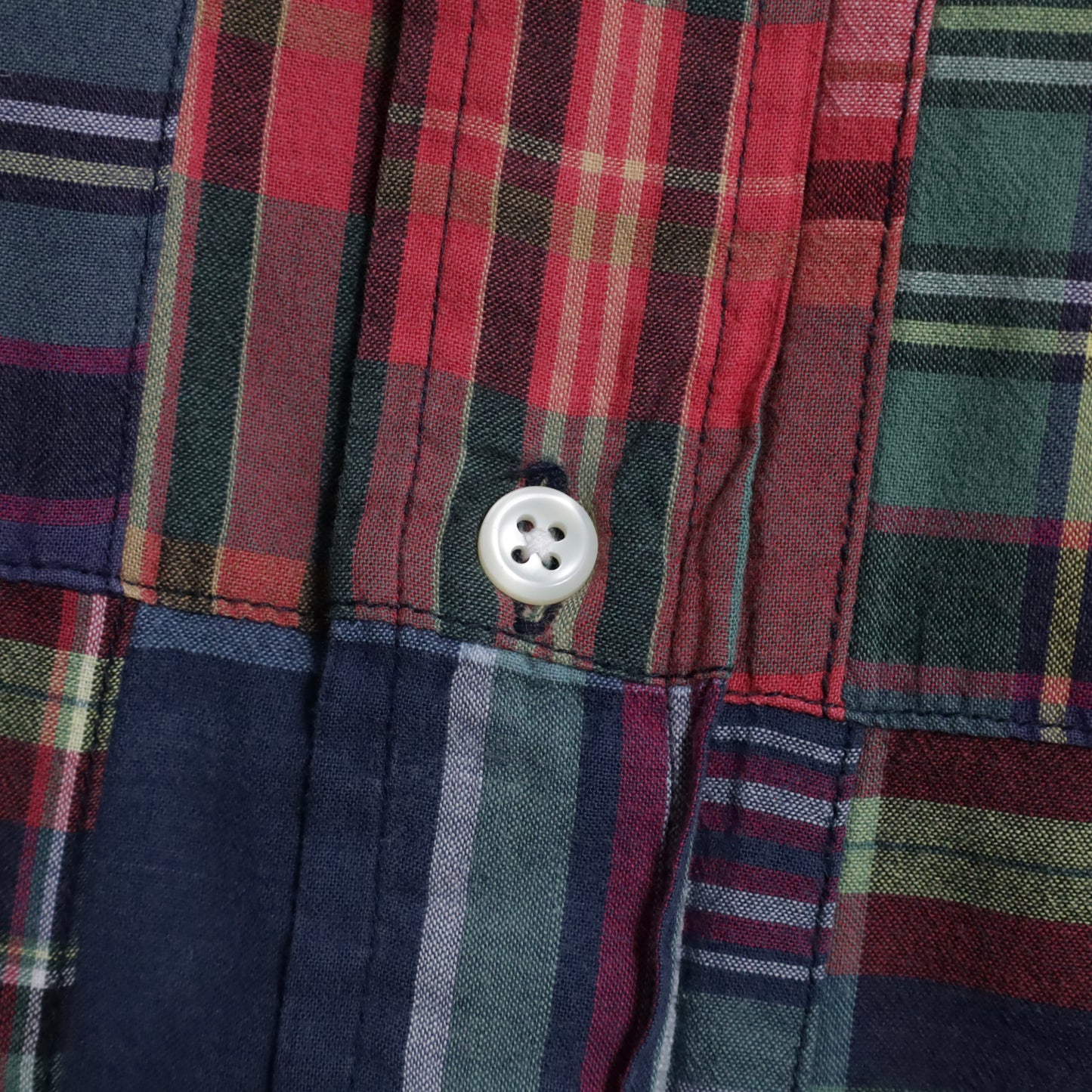 RALPH LAUREN INDIA MADRAS PATCHWORK B.D. SHIRT (LARGE/GOOD CONDITION)