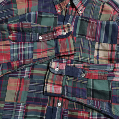 RALPH LAUREN INDIA MADRAS PATCHWORK B.D. SHIRT (LARGE/GOOD CONDITION)