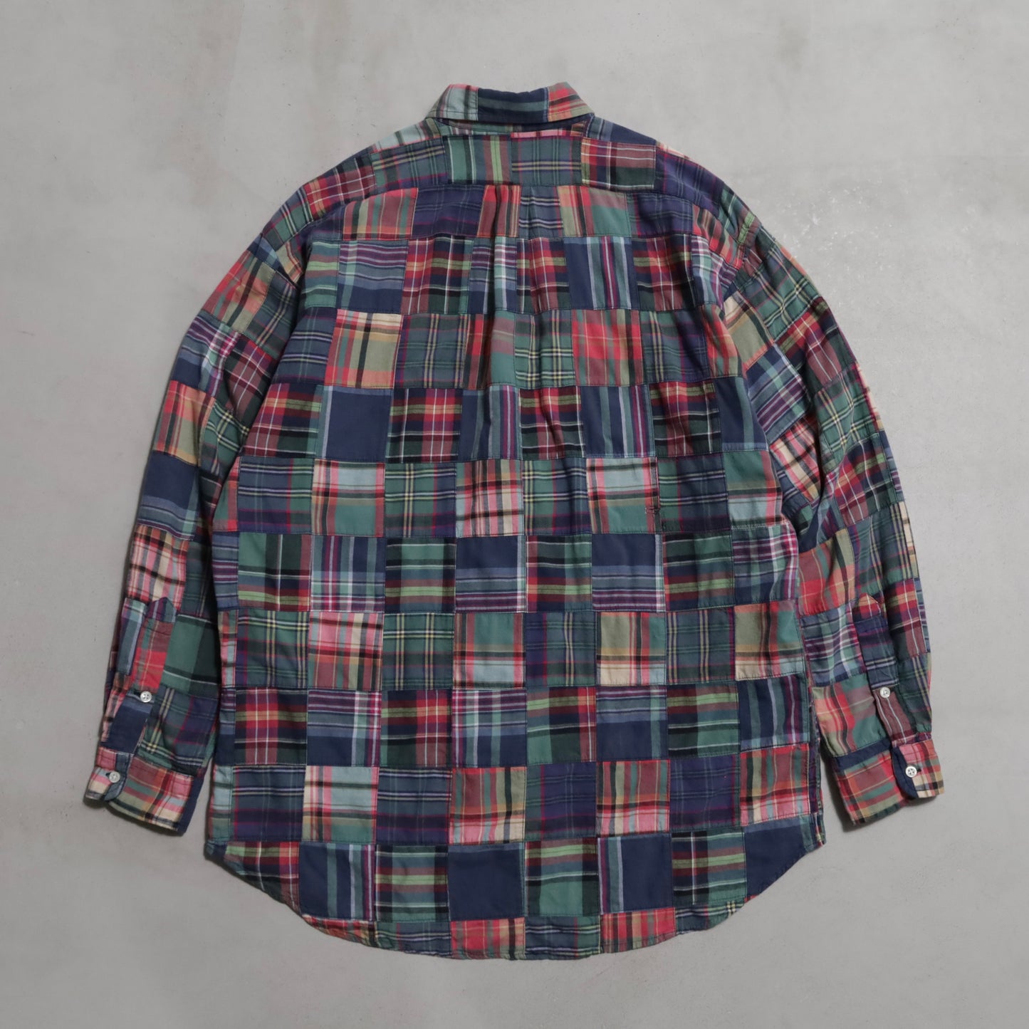 RALPH LAUREN INDIA MADRAS PATCHWORK B.D. SHIRT (LARGE/GOOD CONDITION)