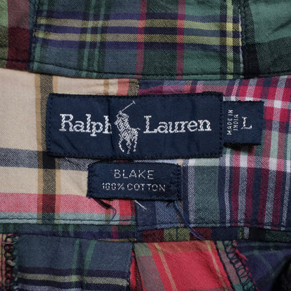RALPH LAUREN INDIA MADRAS PATCHWORK B.D. SHIRT (LARGE/GOOD CONDITION)