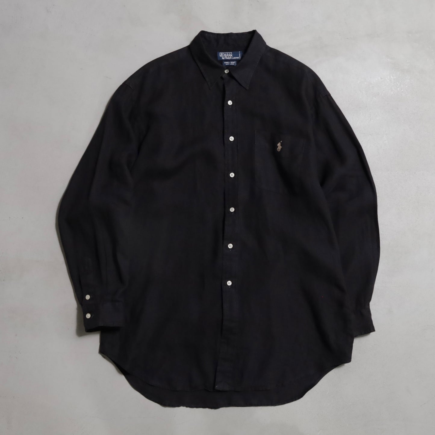 POLO BY RALPH LAUREN BLACK LINEN SHIRT (LARGE/LOWELL SPORT/GOOD CONDITION)