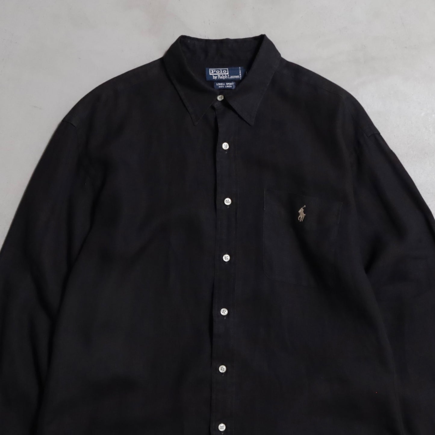 POLO BY RALPH LAUREN BLACK LINEN SHIRT (LARGE/LOWELL SPORT/GOOD CONDITION)