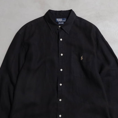 POLO BY RALPH LAUREN BLACK LINEN SHIRT (LARGE/LOWELL SPORT/GOOD CONDITION)