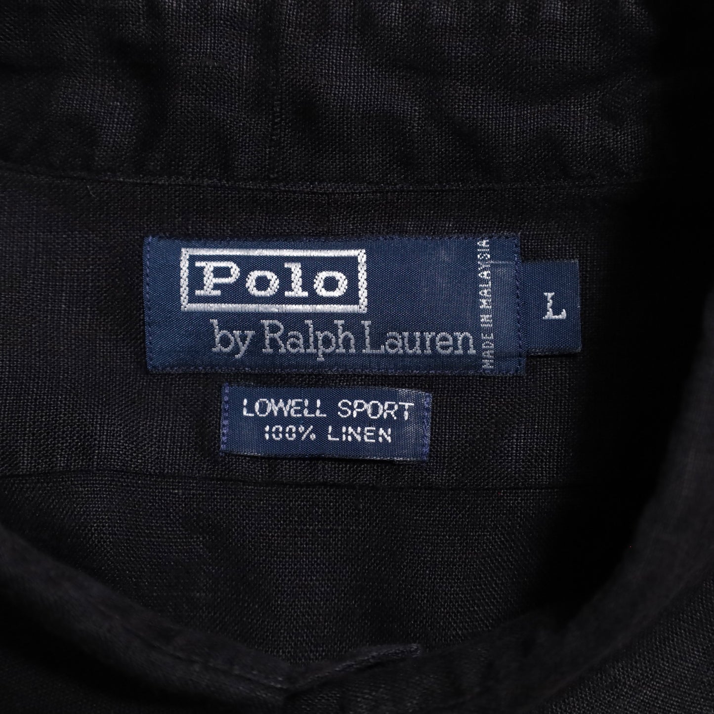 POLO BY RALPH LAUREN BLACK LINEN SHIRT (LARGE/LOWELL SPORT/GOOD CONDITION)