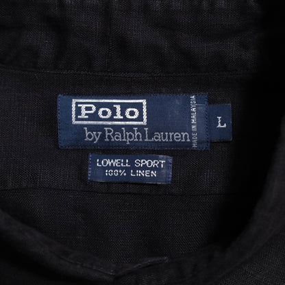 POLO BY RALPH LAUREN BLACK LINEN SHIRT (LARGE/LOWELL SPORT/GOOD CONDITION)