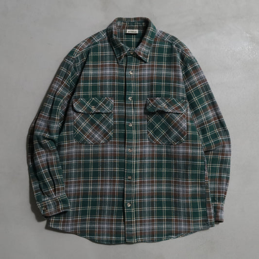 FIVEBROTHER PLAID HEAVY FLANNEL SHIRT (LARGE/GOOD CONDITION)