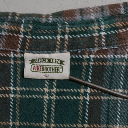 FIVEBROTHER PLAID HEAVY FLANNEL SHIRT (LARGE/GOOD CONDITION)