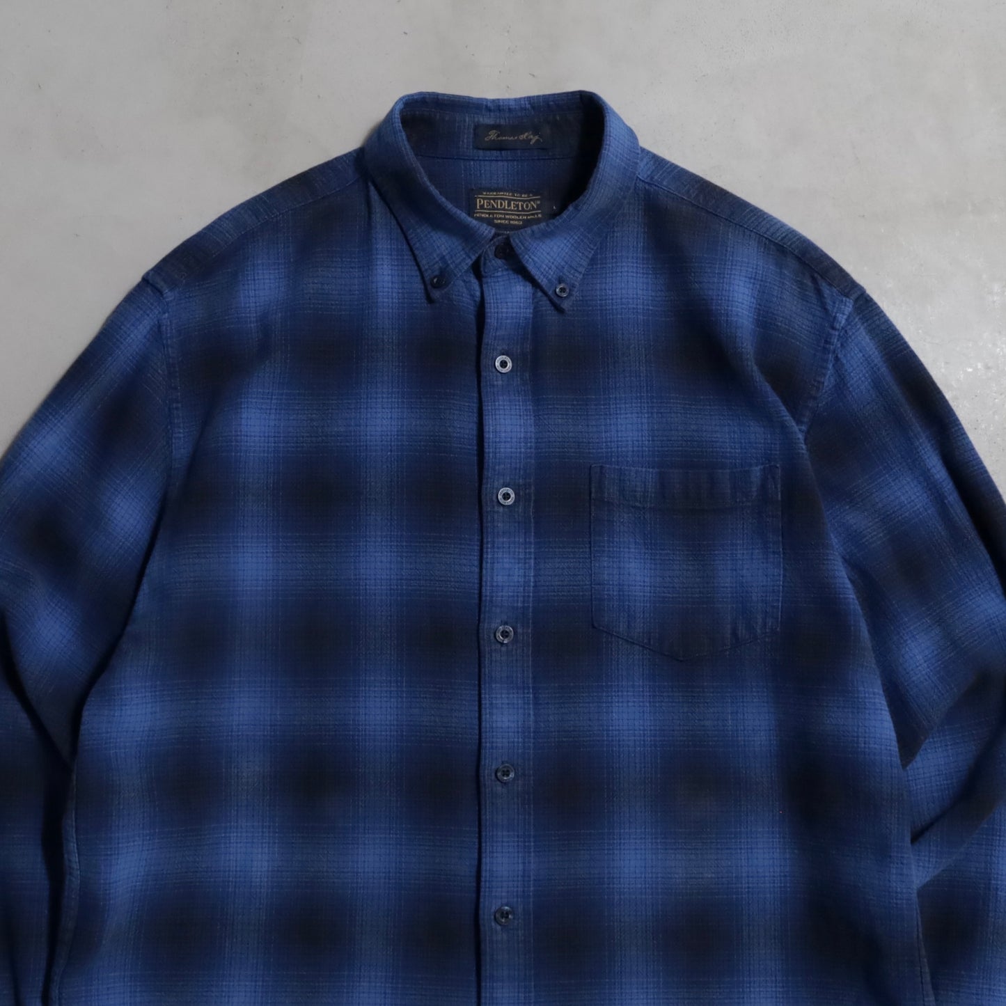 PENDLETON SHADOW PLAID FLANNEL B.D. SHIRT (LARGE/GOOD CONDITION)