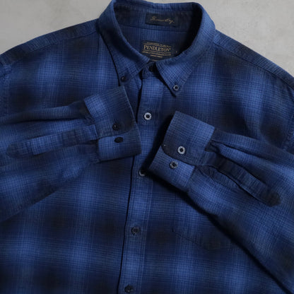 PENDLETON SHADOW PLAID FLANNEL B.D. SHIRT (LARGE/GOOD CONDITION)
