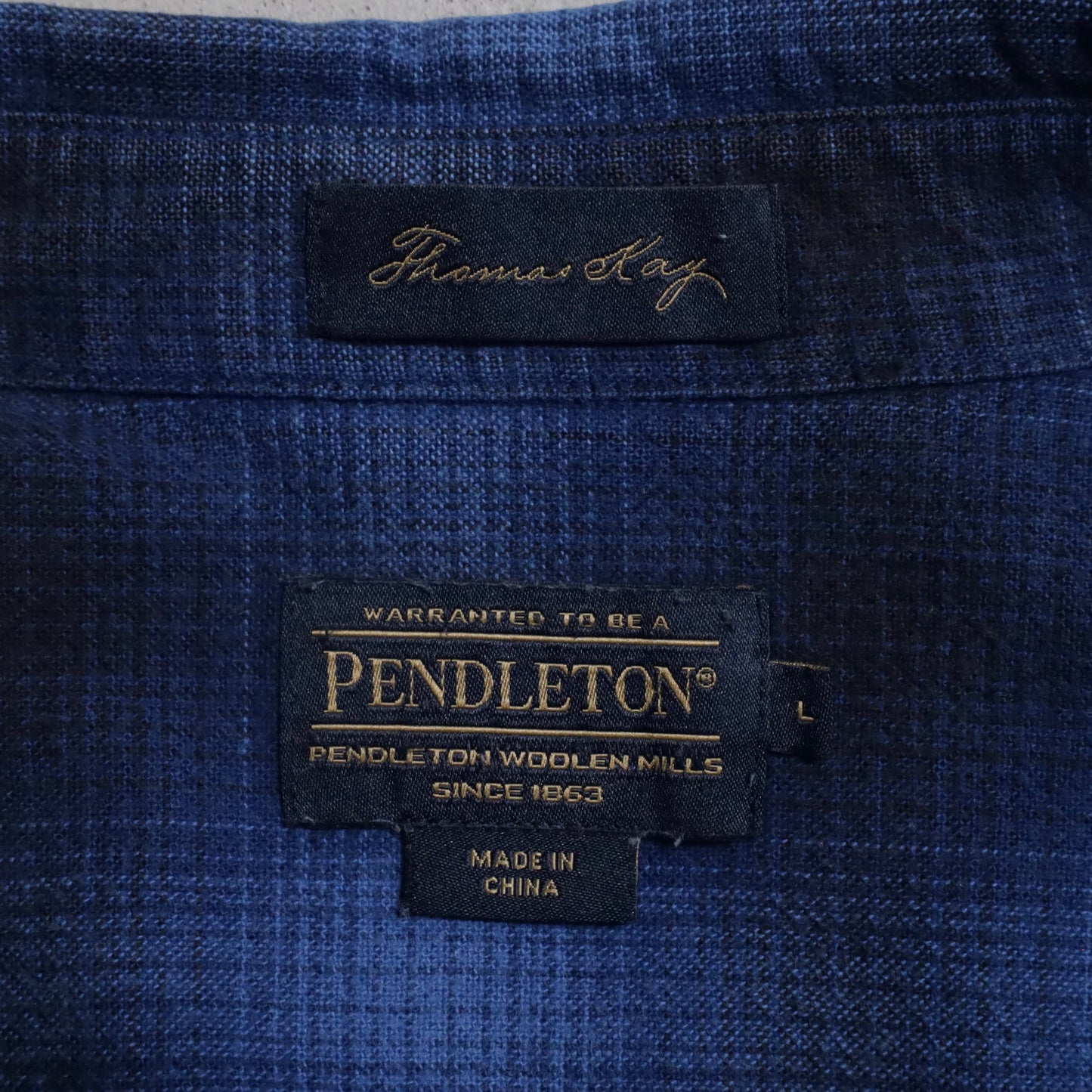 PENDLETON SHADOW PLAID FLANNEL B.D. SHIRT (LARGE/GOOD CONDITION)