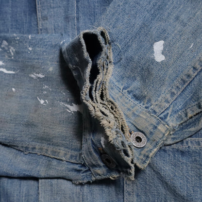 WW2 STANDARD OVERALL DENIM COVERALL (BIG SIZE/4-POCKET/GOOD USED CONDITION)
