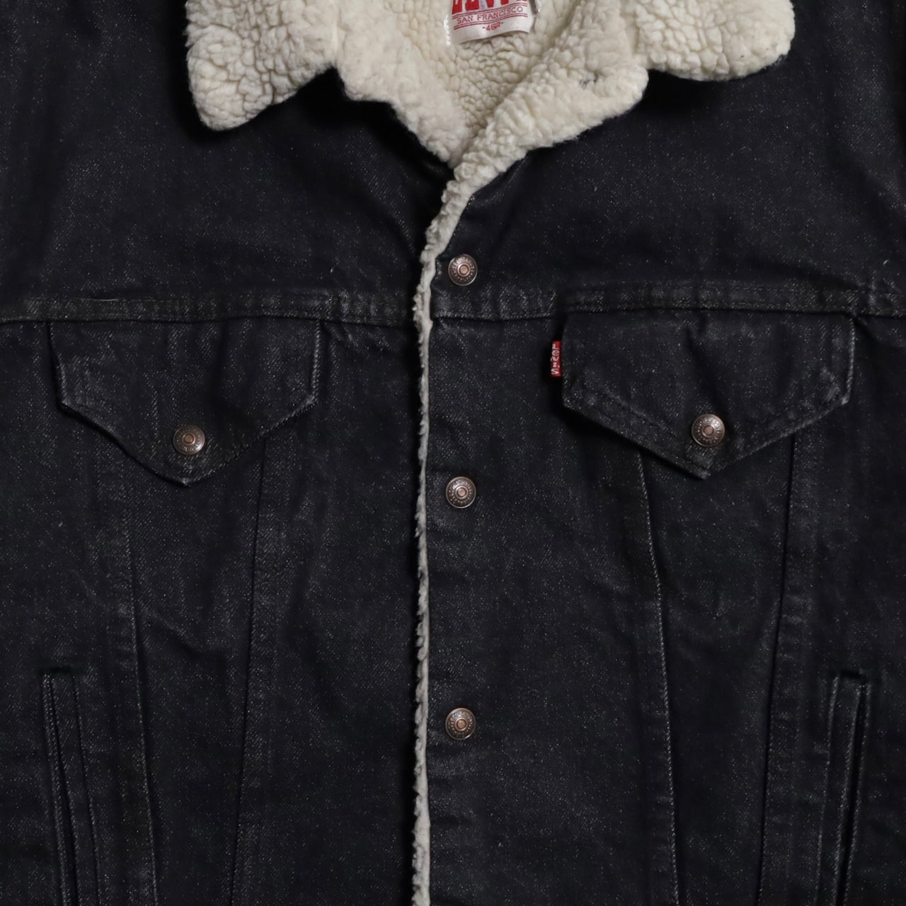 LEVI'S 70608-0259 BLACK DENIM BOA RANCH JACKET (SIZE 46R/GOOD CONDITION)