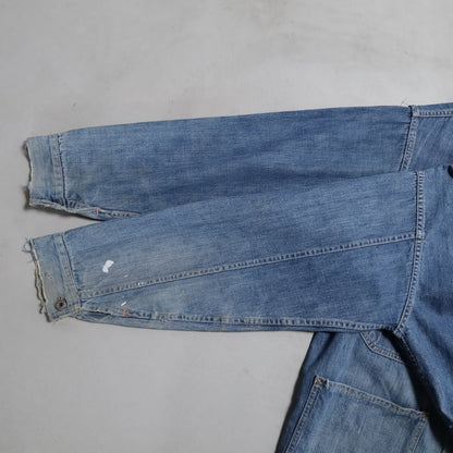 WW2 STANDARD OVERALL DENIM COVERALL (BIG SIZE/4-POCKET/GOOD USED CONDITION)