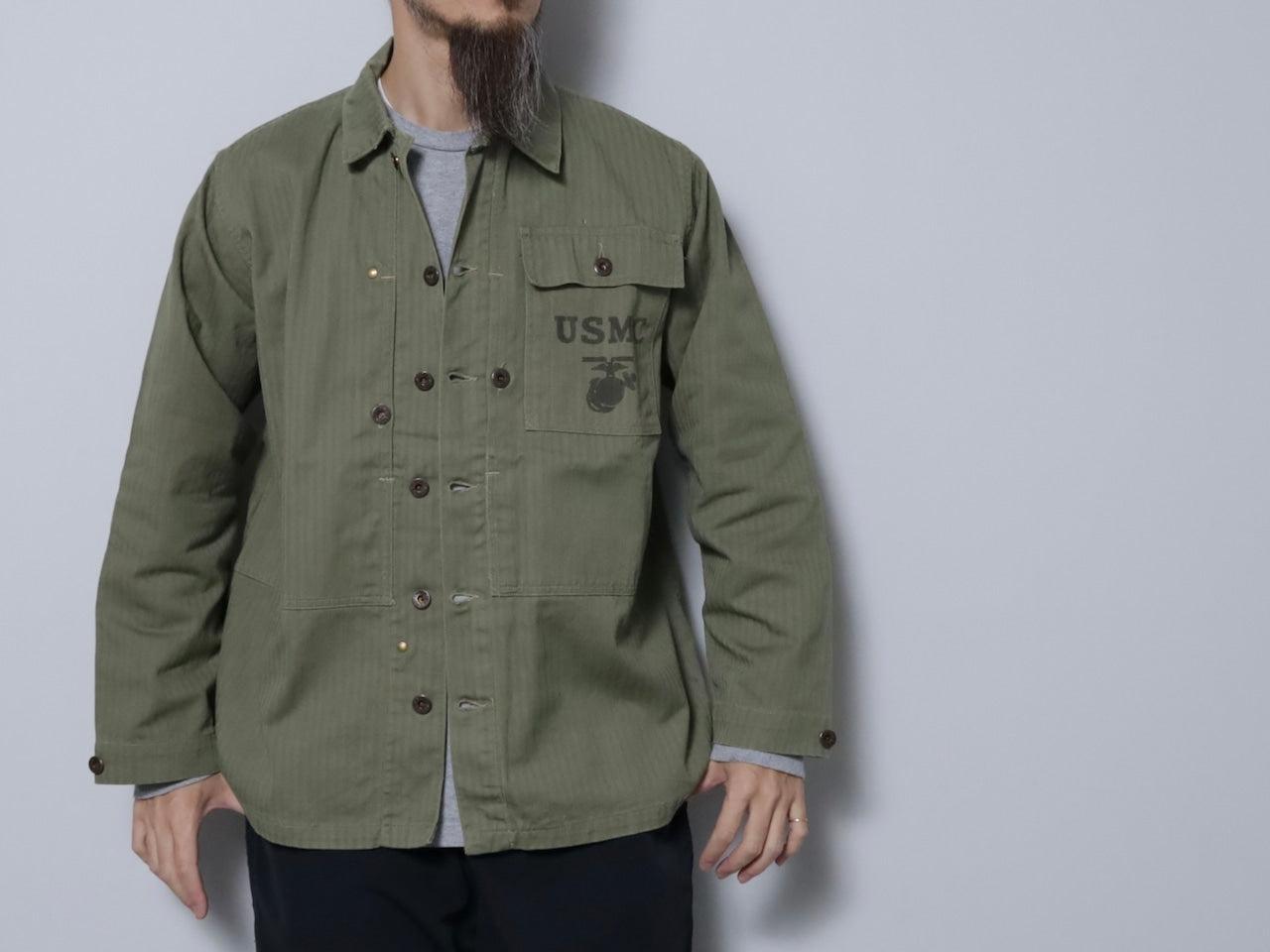 WWII USMC P-44 HBT UTILITY JACKET (TWO-TONE/VERY GOOD CONDITION)