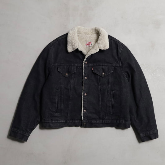 LEVI'S 70608-0259 BLACK DENIM BOA RANCH JACKET (SIZE 46R/GOOD CONDITION)