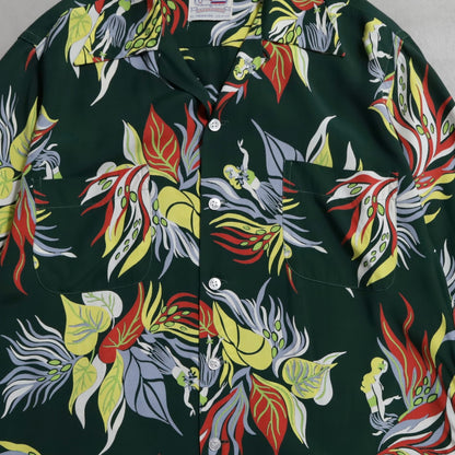 DUKE KAHANAMOKU "SACRED GARDEN" L/S HAWAIIAN SHIRT (MEDIUM/MINT CONDITION)