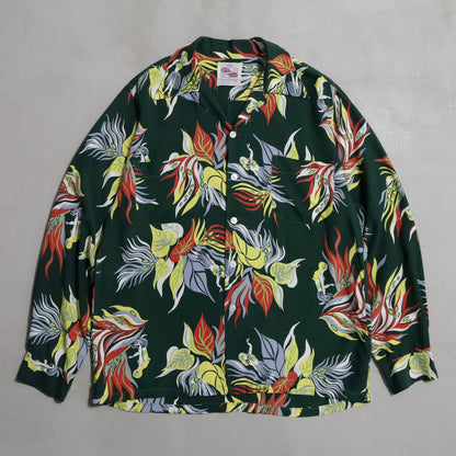 DUKE KAHANAMOKU "SACRED GARDEN" L/S HAWAIIAN SHIRT (MEDIUM/MINT CONDITION)