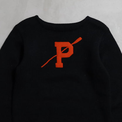 PRINCETON UNIVERSITY BLACK WOOL SWEATER (BOAT NECK/GOOD CONDITION)
