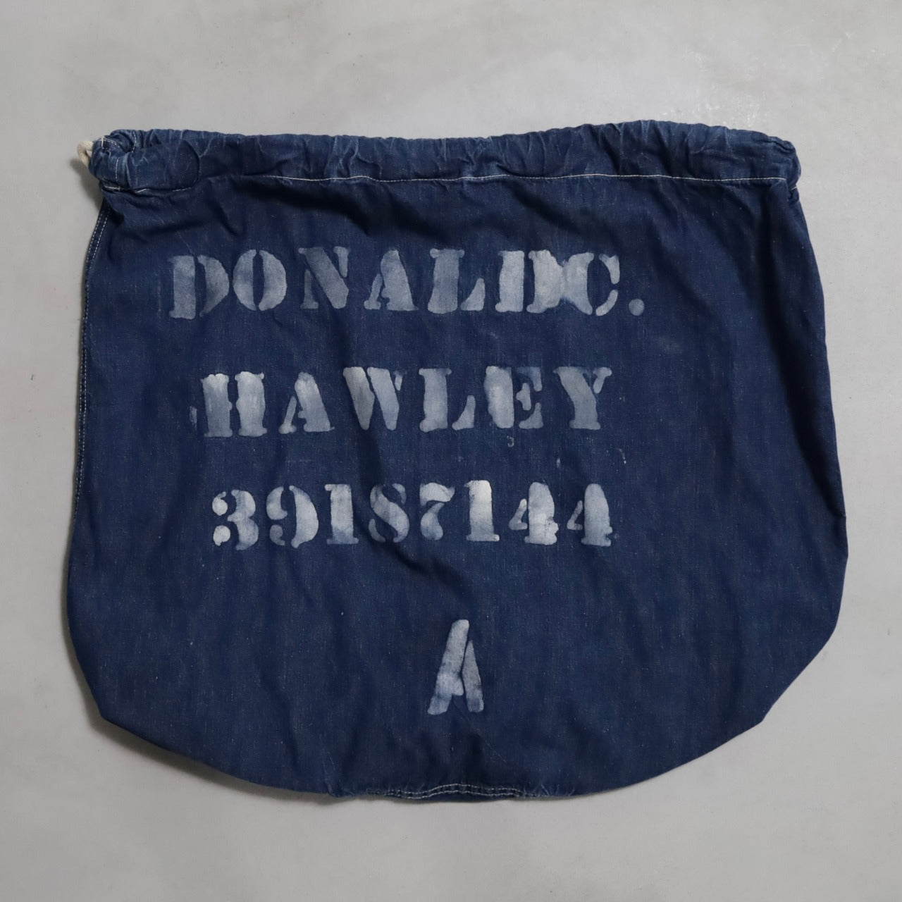 AROUNDWWII U.S.MILITARY DENIM BARRACK BAG WITH STENCIL (GOOD CONDITION)