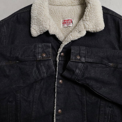 LEVI'S 70608-0259 BLACK DENIM BOA RANCH JACKET (SIZE 46R/GOOD CONDITION)