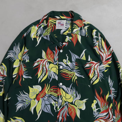 DUKE KAHANAMOKU "SACRED GARDEN" L/S HAWAIIAN SHIRT (MEDIUM/MINT CONDITION)